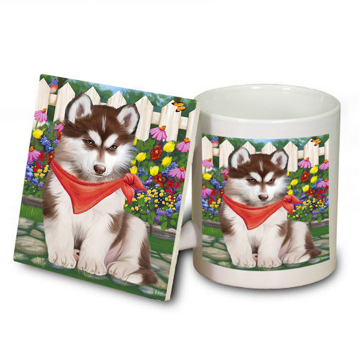 Spring Floral Siberian Huskie Dog Mug and Coaster Set MUC52257
