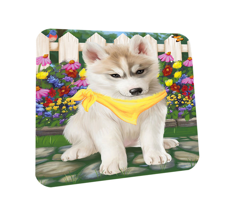 Spring Floral Siberian Huskie Dog Coasters Set of 4 CST52132