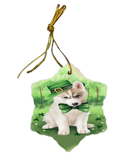 St. Patricks Day Irish Portrait Siberian Husky Dog Star Porcelain Ornament SPOR49401