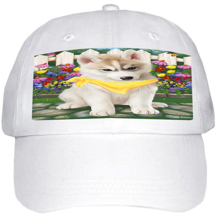 Spring Floral Siberian Huskie Dog Ball Hat Cap HAT59796