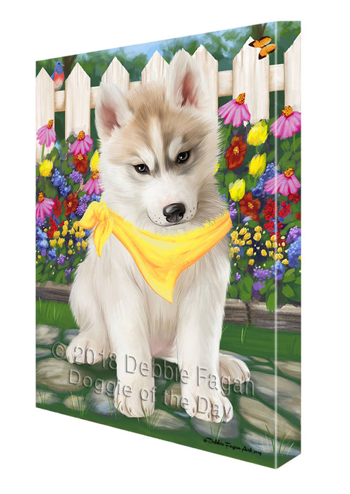 Spring Floral Siberian Huskie Dog Canvas Wall Art CVS67282