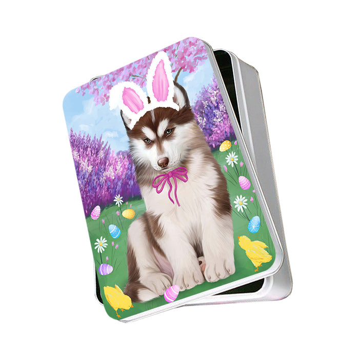 Siberian Husky Dog Easter Holiday Photo Storage Tin PITN49275