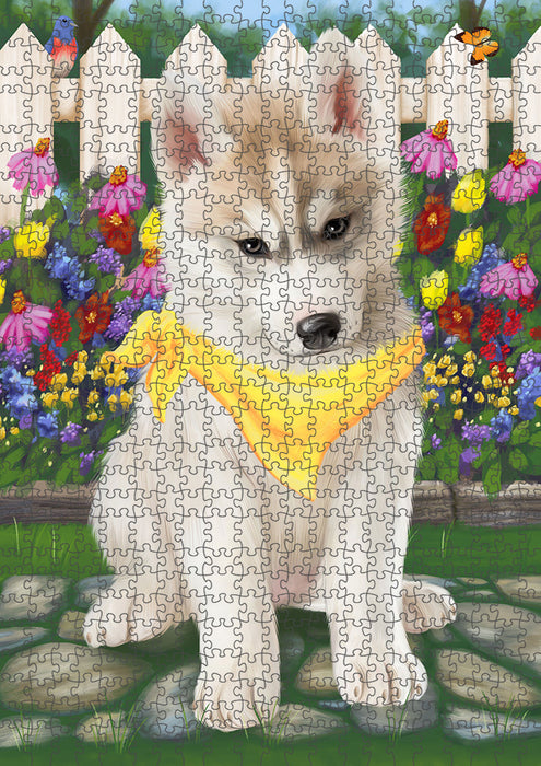 Spring Floral Siberian Huskie Dog Puzzle with Photo Tin PUZL54216
