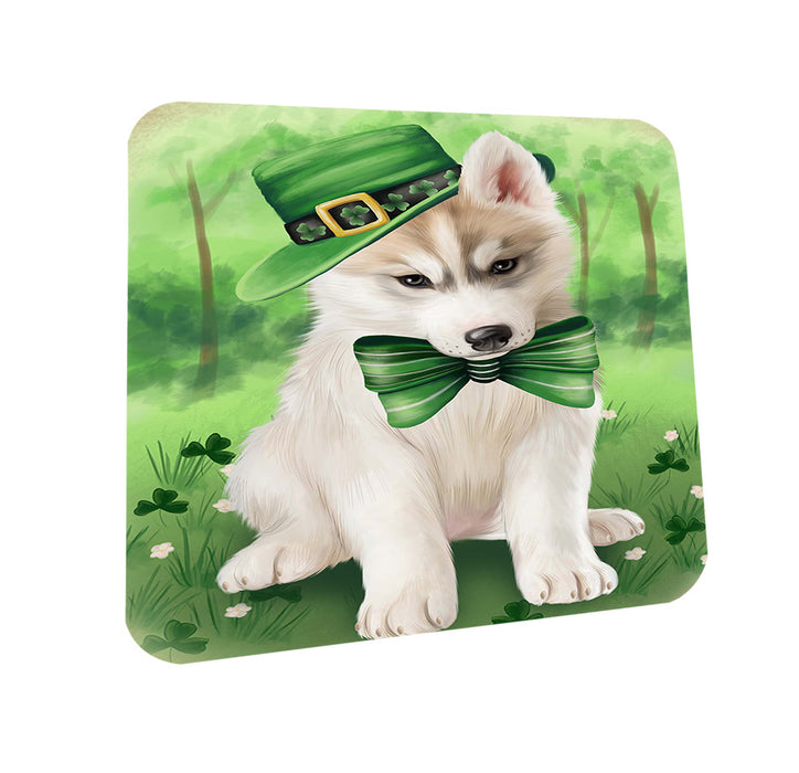 St. Patricks Day Irish Portrait Siberian Husky Dog Coasters Set of 4 CST49368