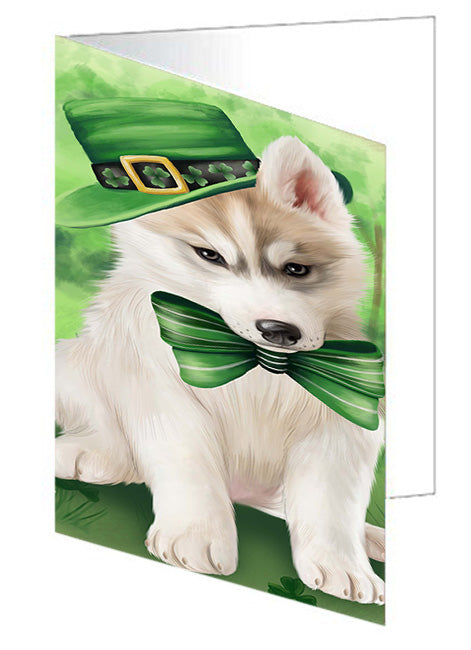 St. Patricks Day Irish Portrait Siberian Husky Dog Handmade Artwork Assorted Pets Greeting Cards and Note Cards with Envelopes for All Occasions and Holiday Seasons GCD52256