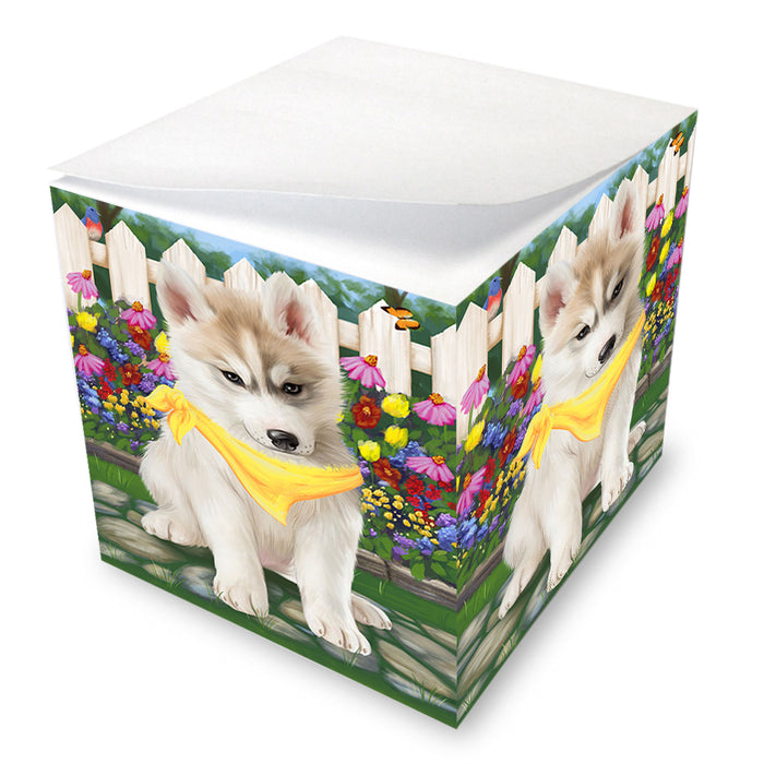 Spring Floral Siberian Huskie Dog Note Cube NOC52266