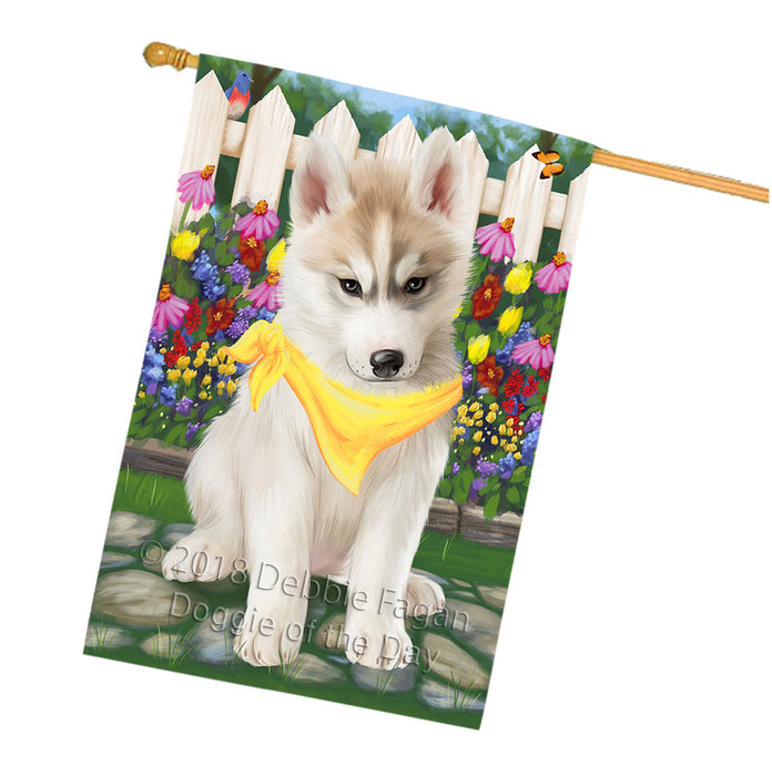 Spring Floral Siberian Huskie Dog House Flag FLG50135