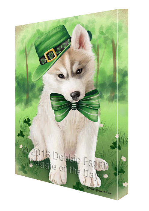 St. Patricks Day Irish Portrait Siberian Husky Dog Canvas Wall Art CVS59574