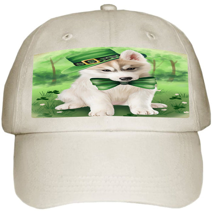 St. Patricks Day Irish Portrait Siberian Husky Dog Ball Hat Cap HAT51960