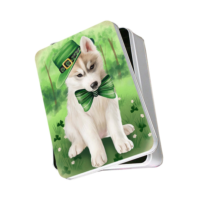 St. Patricks Day Irish Portrait Siberian Husky Dog Photo Storage Tin PITN49409