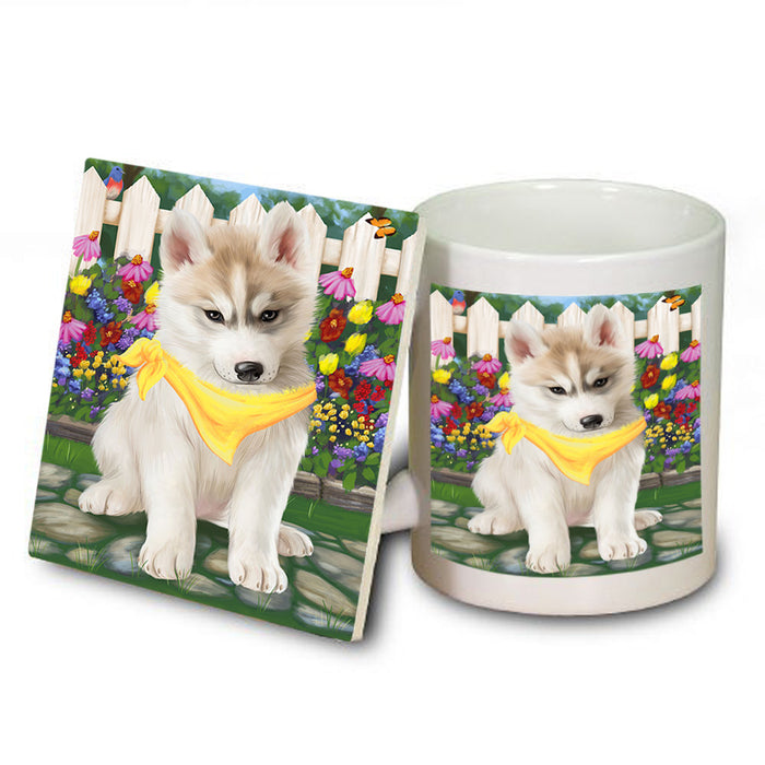 Spring Floral Siberian Huskie Dog Mug and Coaster Set MUC52258