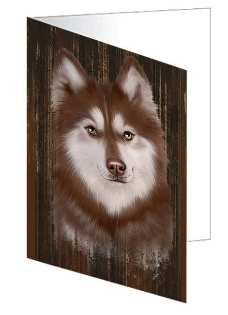 Rustic Siberian Husky Dog Handmade Artwork Assorted Pets Greeting Cards and Note Cards with Envelopes for All Occasions and Holiday Seasons GCD55838