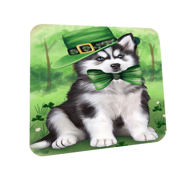 St. Patricks Day Irish Portrait Siberian Husky Dog Coasters Set of 4 CST49369