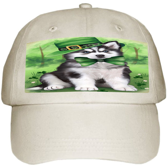 St. Patricks Day Irish Portrait Siberian Husky Dog Ball Hat Cap HAT51963