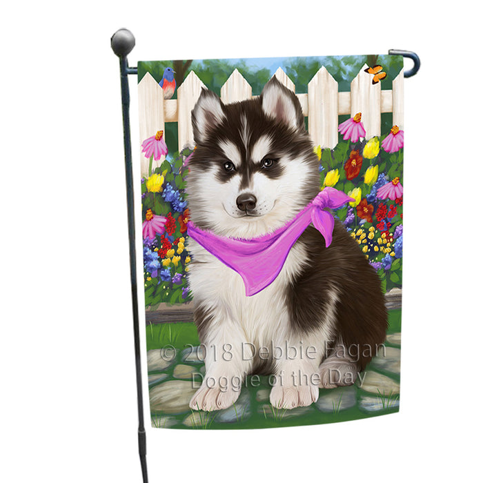 Spring Floral Siberian Huskie Dog Garden Flag GFLG50000
