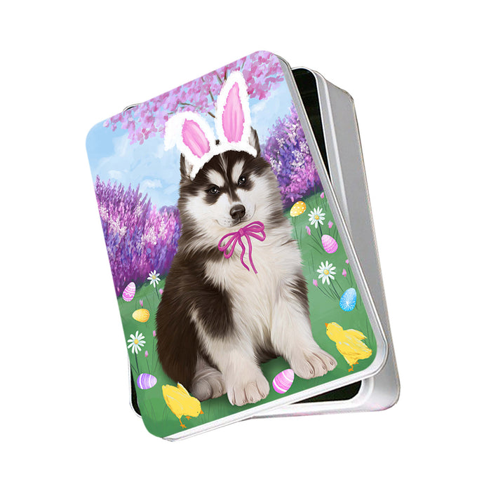 Siberian Husky Dog Easter Holiday Photo Storage Tin PITN49276