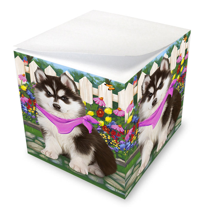 Spring Floral Siberian Huskie Dog Note Cube NOC52267