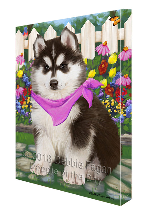 Spring Floral Siberian Huskie Dog Canvas Wall Art CVS67291