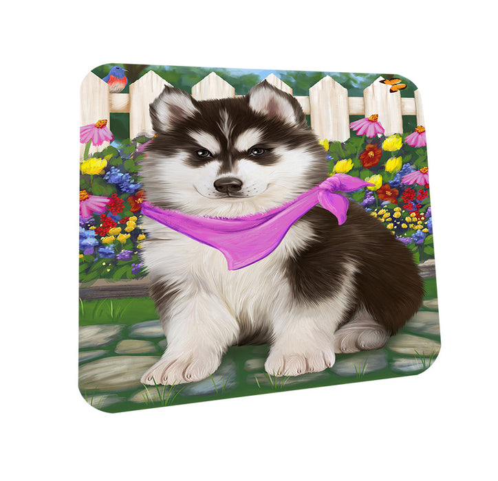 Spring Floral Siberian Huskie Dog Coasters Set of 4 CST52133