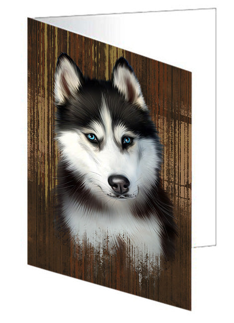 Rustic Siberian Husky Dog Handmade Artwork Assorted Pets Greeting Cards and Note Cards with Envelopes for All Occasions and Holiday Seasons GCD55841