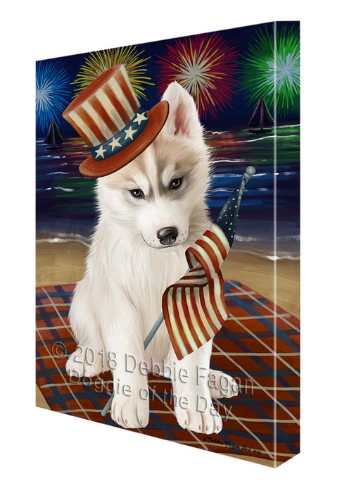 4th of July Independence Day Firework Siberian Husky Dog Canvas Wall Art CVS56802