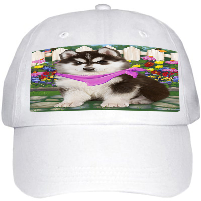 Spring Floral Siberian Huskie Dog Ball Hat Cap HAT59799