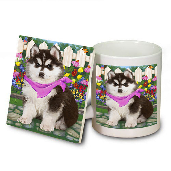 Spring Floral Siberian Huskie Dog Mug and Coaster Set MUC52259