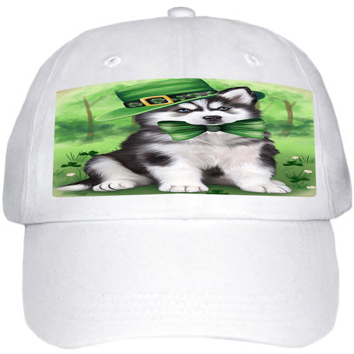 St. Patricks Day Irish Portrait Siberian Husky Dog Ball Hat Cap HAT51963