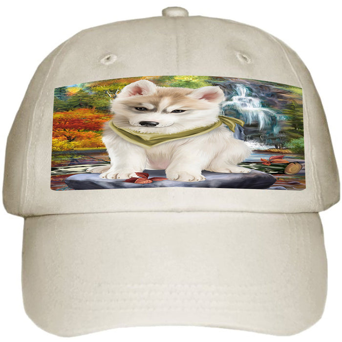 Scenic Waterfall Siberian Husky Dog Ball Hat Cap HAT52398
