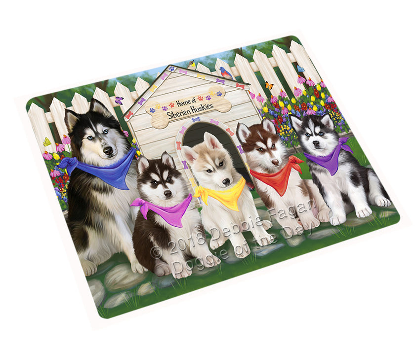 Spring Dog House Siberian Huskies Dog Cutting Board C54267