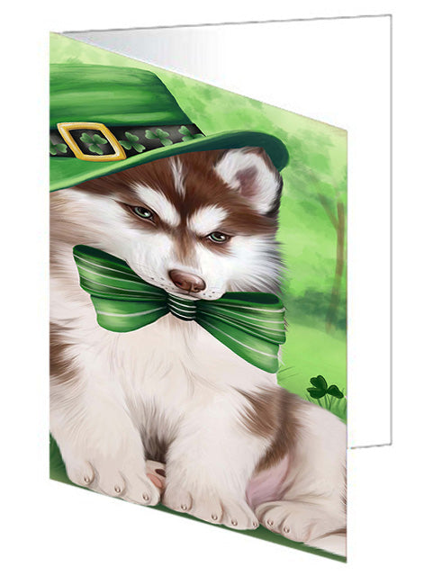 St. Patricks Day Irish Portrait Siberian Husky Dog Handmade Artwork Assorted Pets Greeting Cards and Note Cards with Envelopes for All Occasions and Holiday Seasons GCD52262