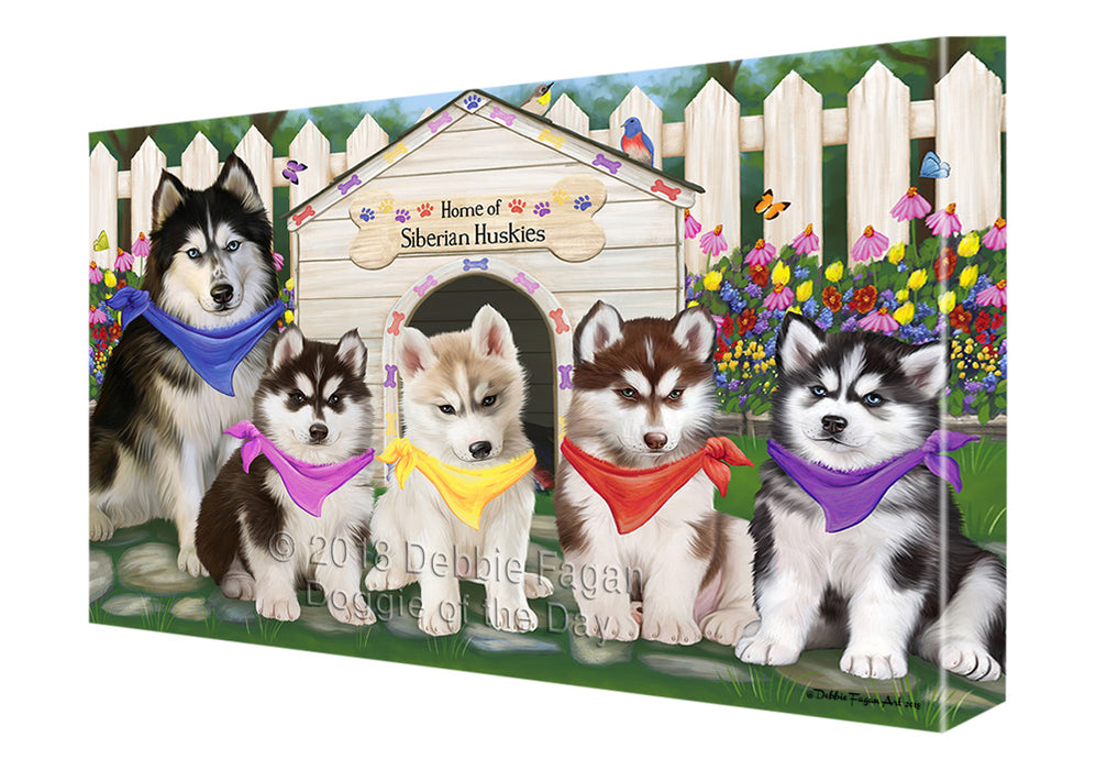 Spring Dog House Siberian Huskies Dog Canvas Wall Art CVS66949