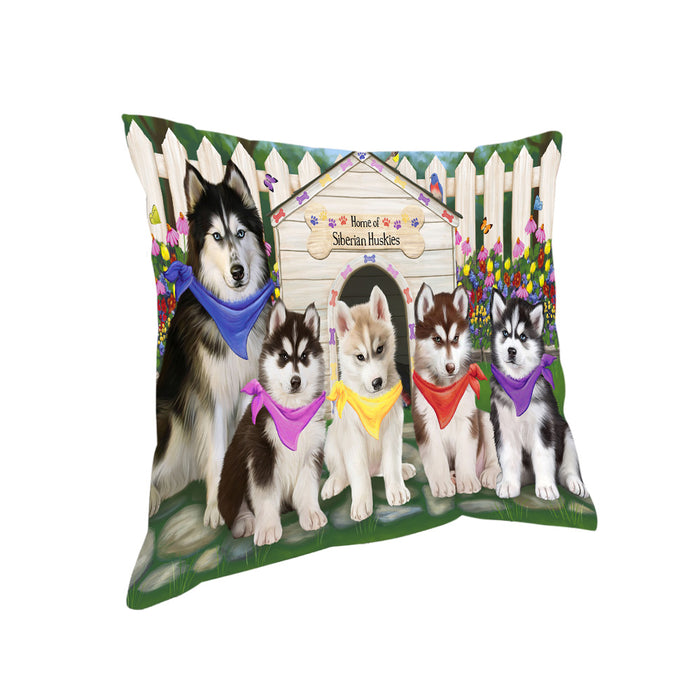 Spring Dog House Siberian Huskies Dog Pillow PIL56388