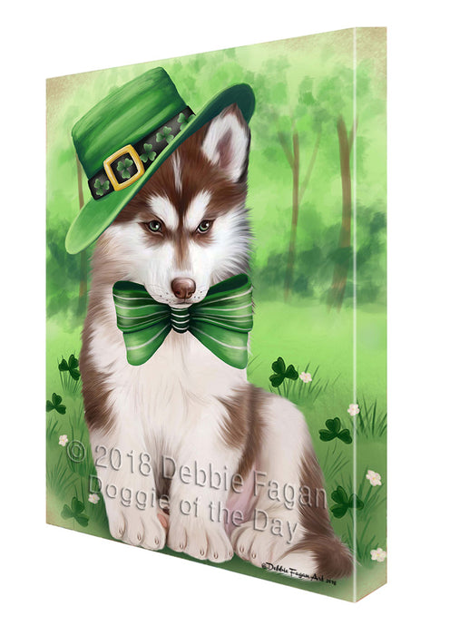 St. Patricks Day Irish Portrait Siberian Husky Dog Canvas Wall Art CVS59592