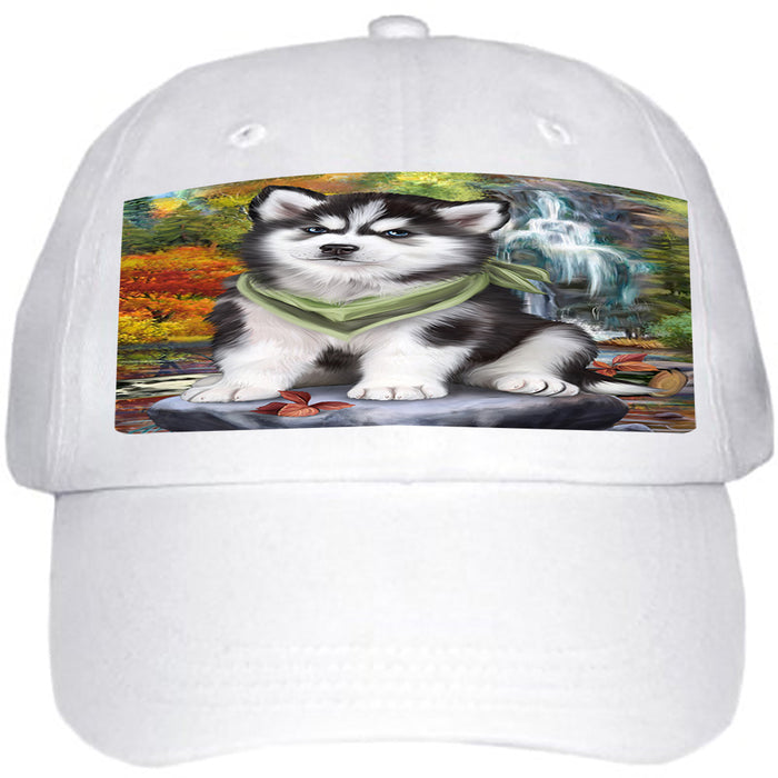 Scenic Waterfall Siberian Husky Dog Ball Hat Cap HAT52401