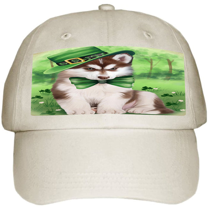 St. Patricks Day Irish Portrait Siberian Husky Dog Ball Hat Cap HAT51966