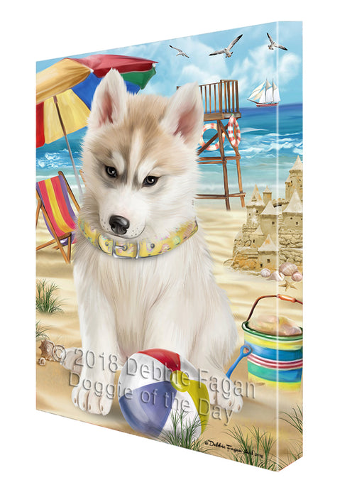 Pet Friendly Beach Siberian Husky Dog Canvas Wall Art CVS53337