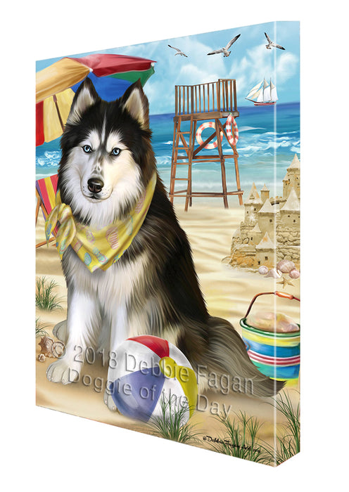 Pet Friendly Beach Siberian Husky Dog Canvas Wall Art CVS53355