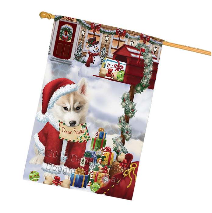 Siberian Husky Dog Dear Santa Letter Christmas Holiday Mailbox House Flag FLG54130