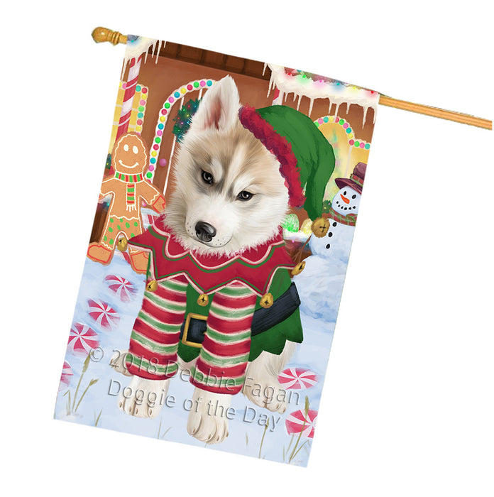 Christmas Gingerbread House Candyfest Siberian Husky Dog House Flag FLG57248