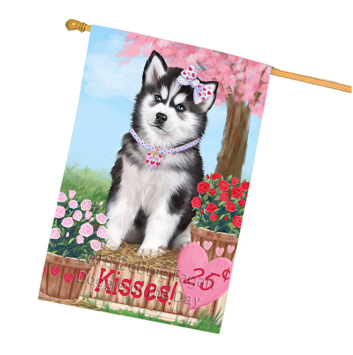 Rosie 25 Cent Kisses Siberian Husky Dog House Flag FLG56923