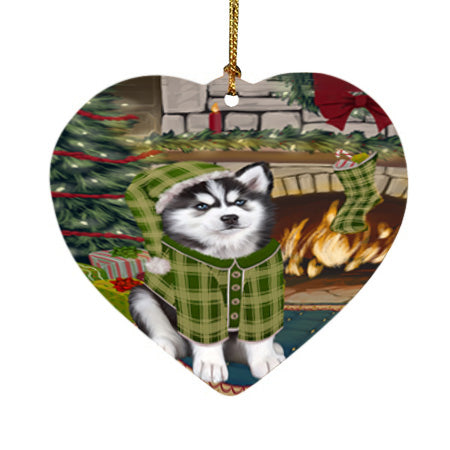 The Stocking was Hung Siberian Husky Dog Heart Christmas Ornament HPOR55982