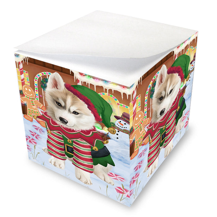 Christmas Gingerbread House Candyfest Siberian Husky Dog Note Cube NOC54636