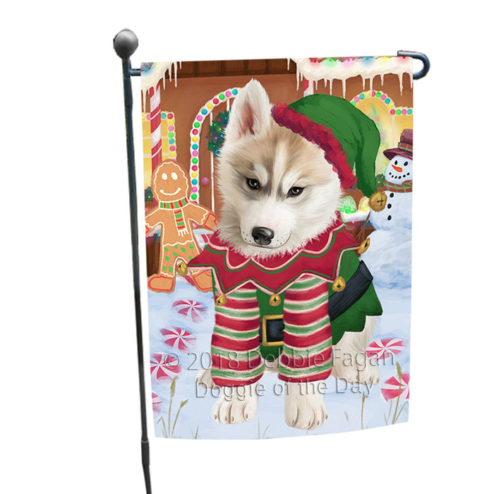 Christmas Gingerbread House Candyfest Siberian Husky Dog Garden Flag GFLG57192
