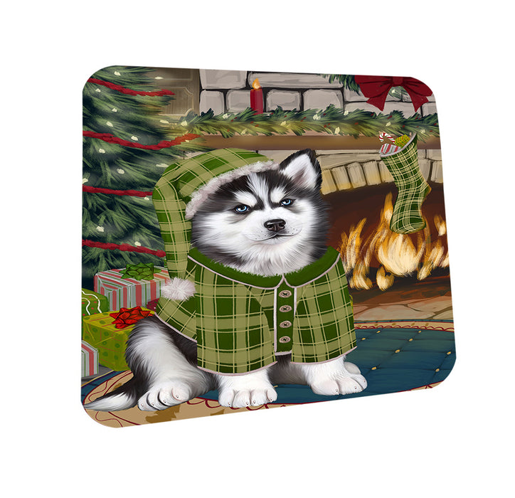 The Stocking was Hung Siberian Husky Dog Coasters Set of 4 CST55584