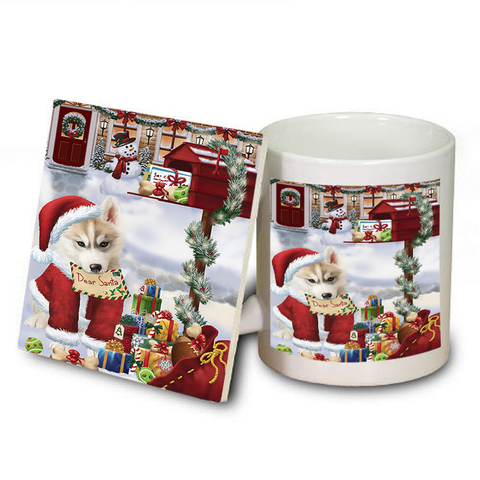 Siberian Husky Dog Dear Santa Letter Christmas Holiday Mailbox Mug and Coaster Set MUC53924