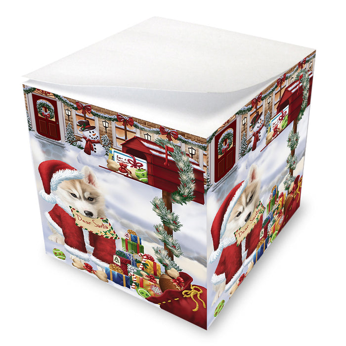 Siberian Husky Dog Dear Santa Letter Christmas Holiday Mailbox Note Cube NOC55578