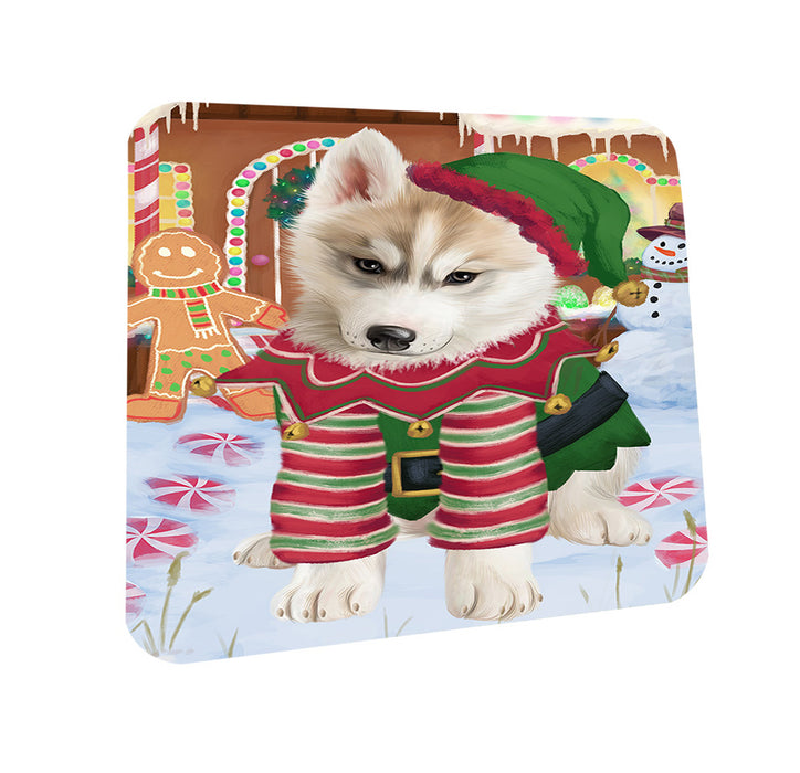 Christmas Gingerbread House Candyfest Siberian Husky Dog Coasters Set of 4 CST56522
