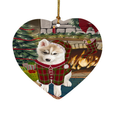 The Stocking was Hung Siberian Husky Dog Heart Christmas Ornament HPOR55983