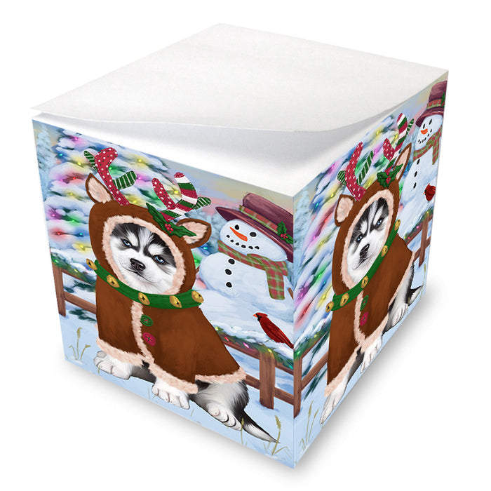 Christmas Gingerbread House Candyfest Siberian Husky Dog Note Cube NOC54637